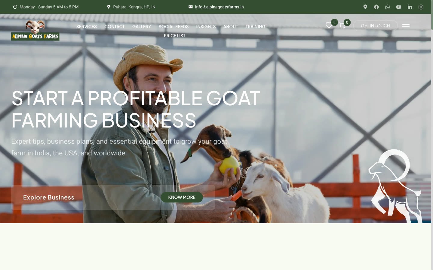 Alpine Goats Farms website homepage