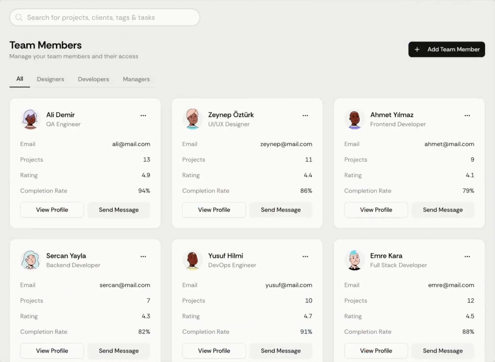 OneClient dashboard